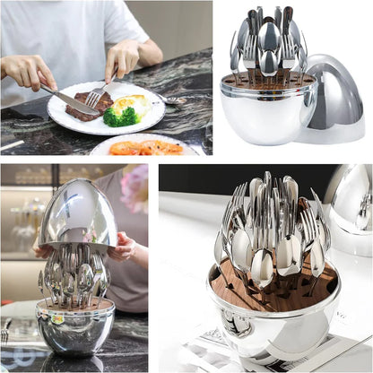 Set de cubiertos en Acero Inoxidable por 24 Unidades Cubix™